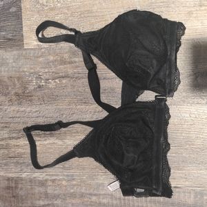 Black front closing bralette